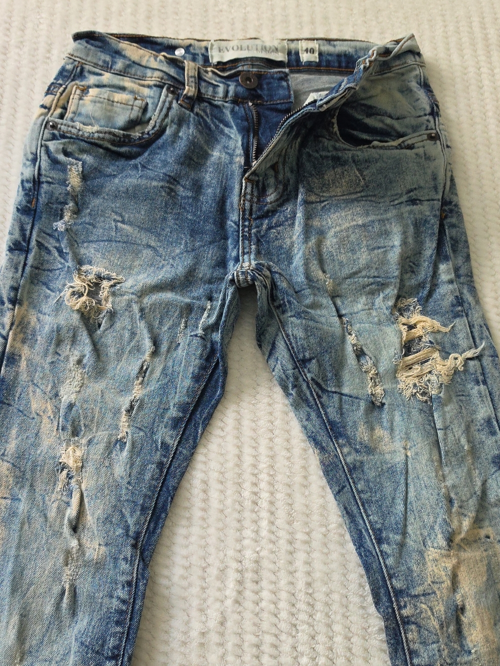 Evolutuon In Design Blue Tan Jeans